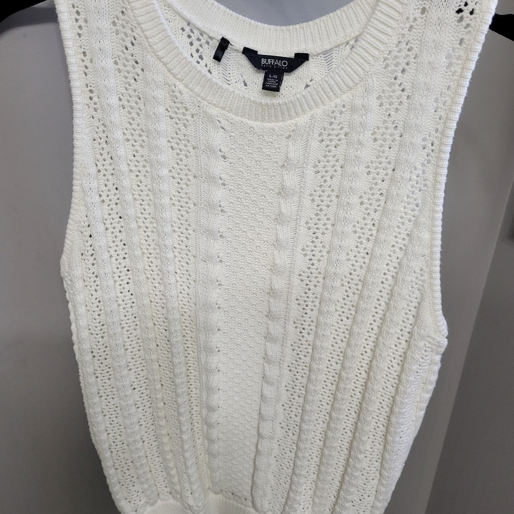 Buffalo White Knit Sleeveless Top